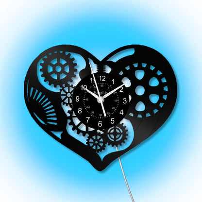 LED Vinyl Wall Clock | Steampunk Heart | 12'' | 0148WPB