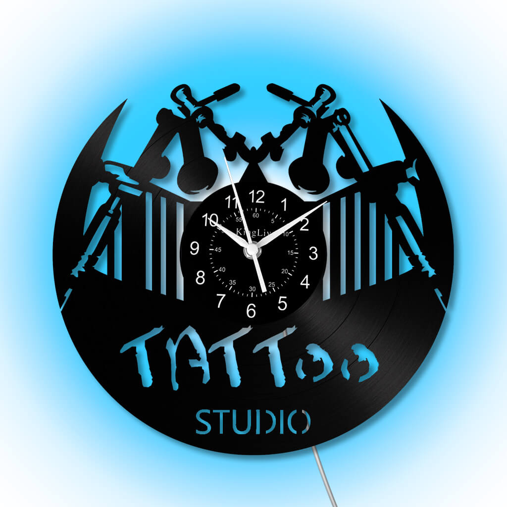 LED Vinyl Wall Clock | Tattoo Studio | 12'' | 0232WPB