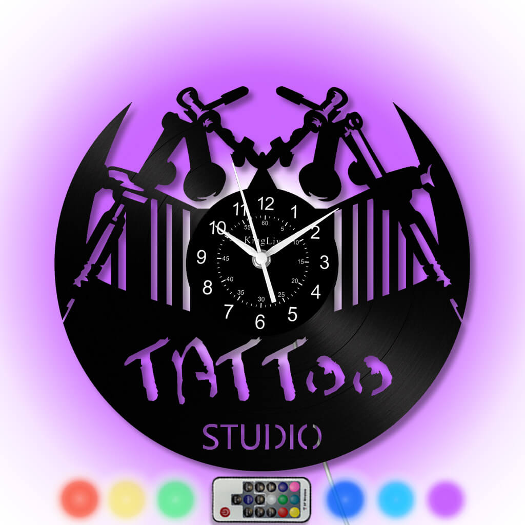 LED Vinyl Wall Clock | Tattoo Studio | 12'' | 0232WPB