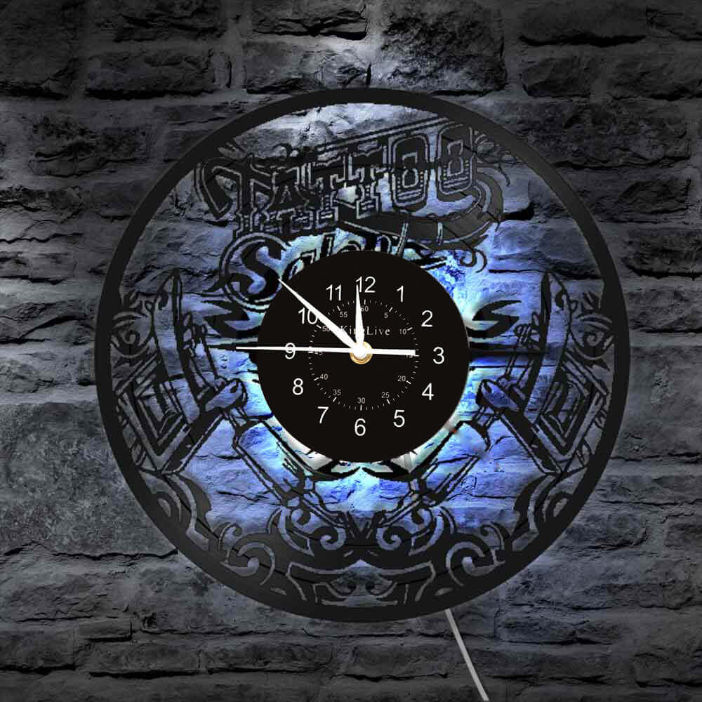Tattoo Studio Led Vinyl Record Wall Clock