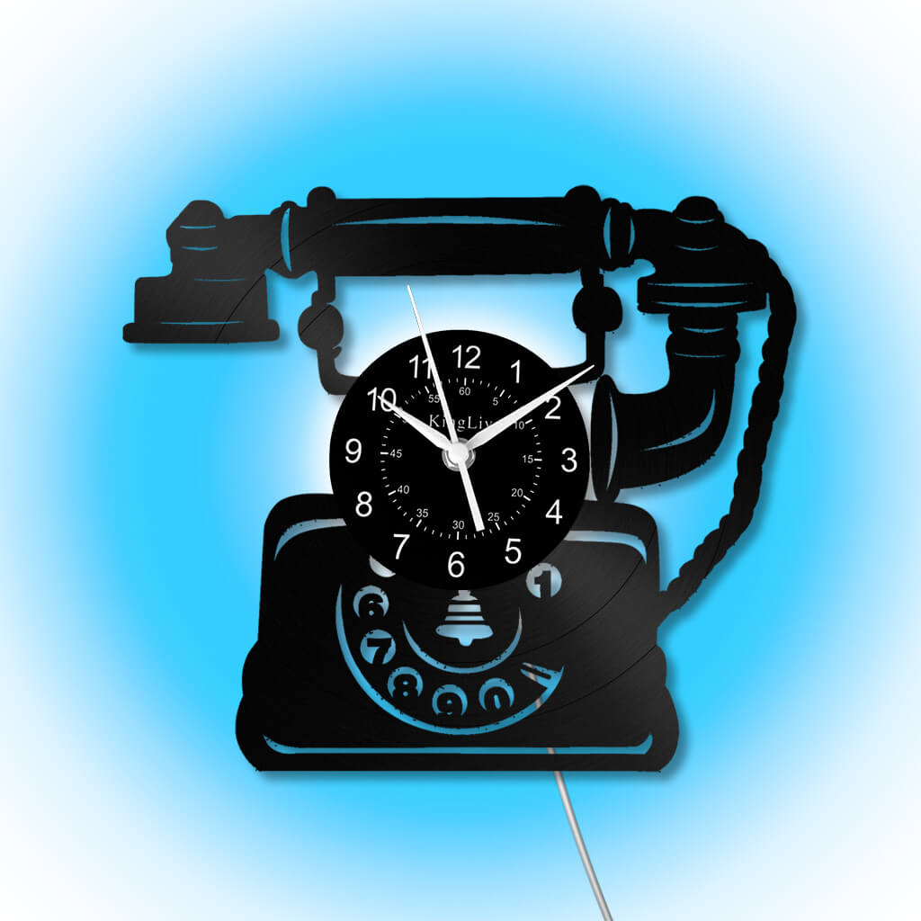 LED Vinyl Wall Clock | Telephone | 12'' | 0288WPB