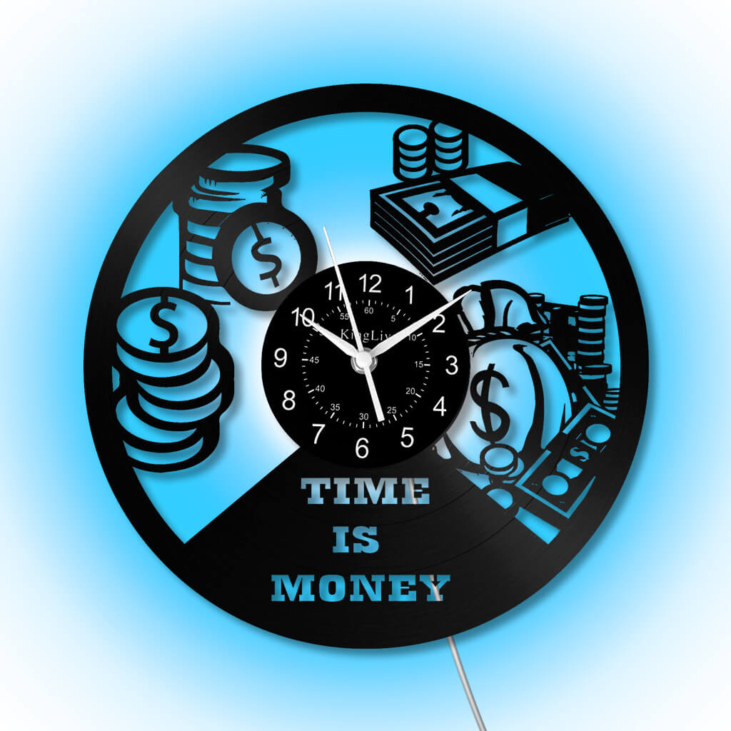 LED Vinyl Wall Clock | Time is Money | 12'' | 0270WPB