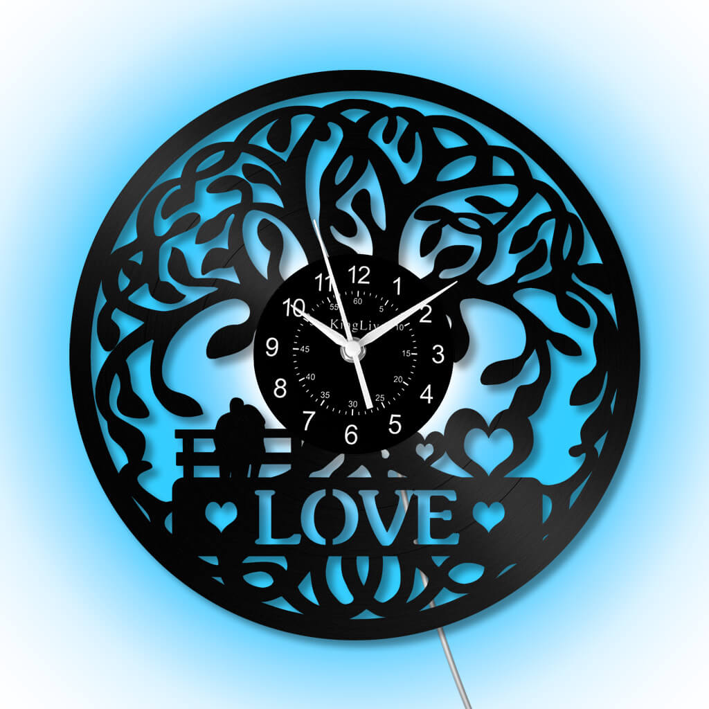 LED Vinyl Wall Clock | Tree of Love | 12'' | 0305WPB