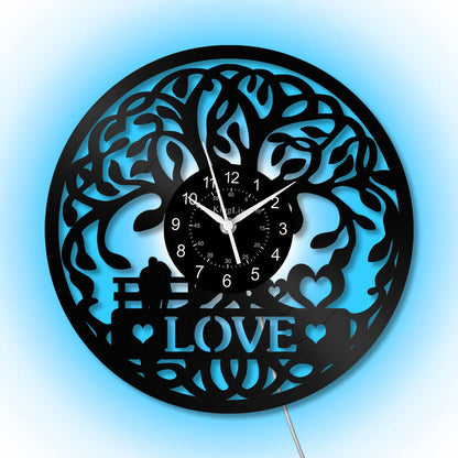 LED Vinyl Wall Clock | Tree of Love | 12'' | 0305WPB