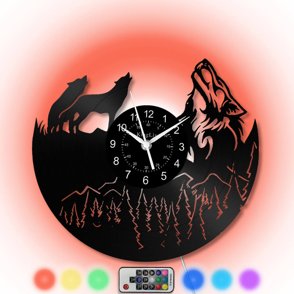 LED Vinyl Wall Clock | Wolf