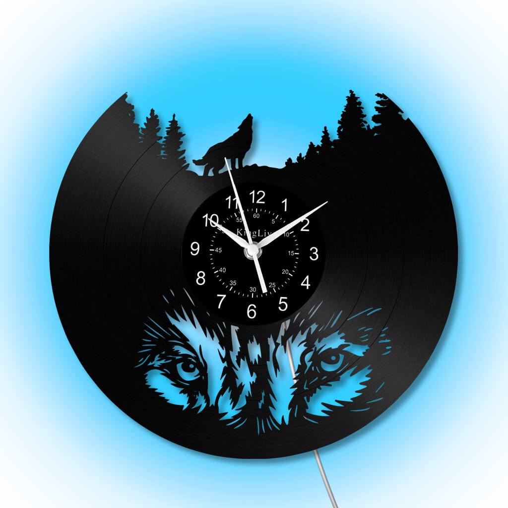 LED Vinyl Wall Clock | Wolf | 0309WPB