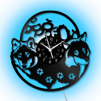 LED Vinyl Wall Clock | Wolf | 12'' | 0153WPB