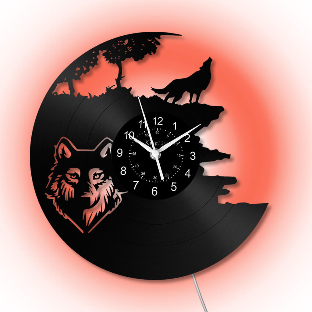 LED Vinyl Wall Clock | Wolf