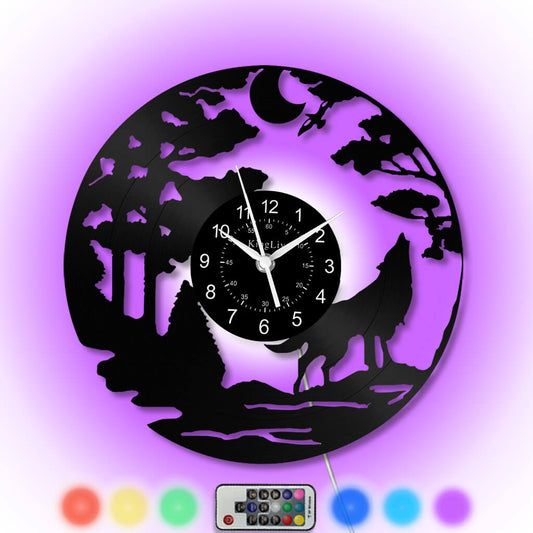 LED Vinyl Wall Clock | Wolf | 0056WPBN