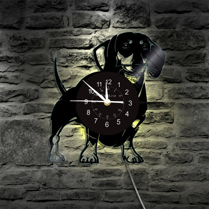 Dog Led Vinyl Record Wall Clock