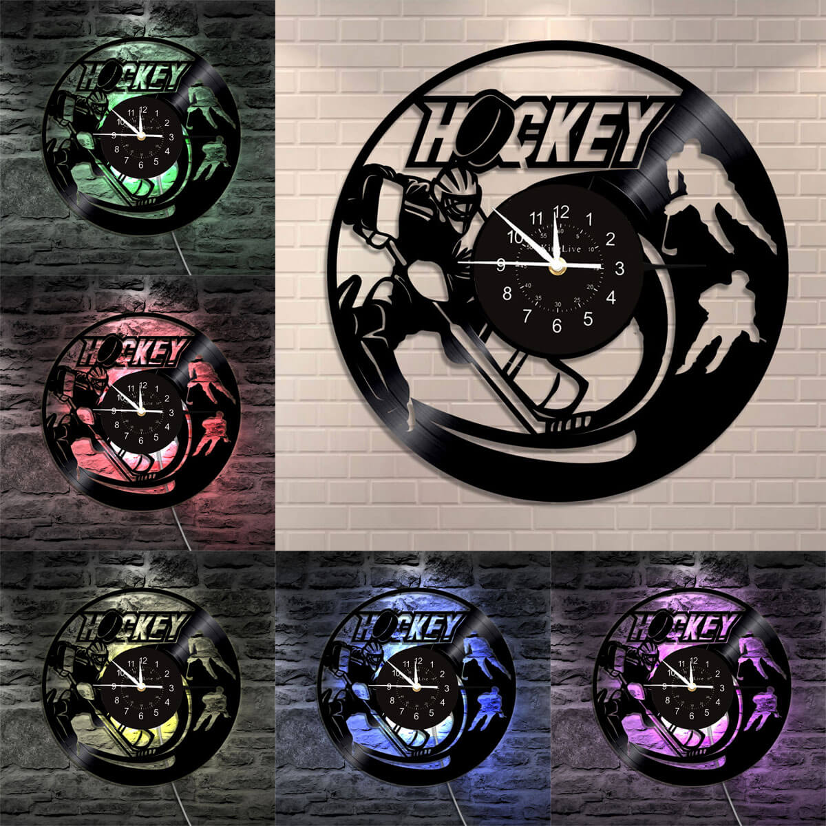 Hockey Led Vinyl Record Wall Clock