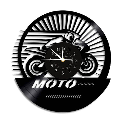 Motorcycle Black Vinyl Record Wall Clock