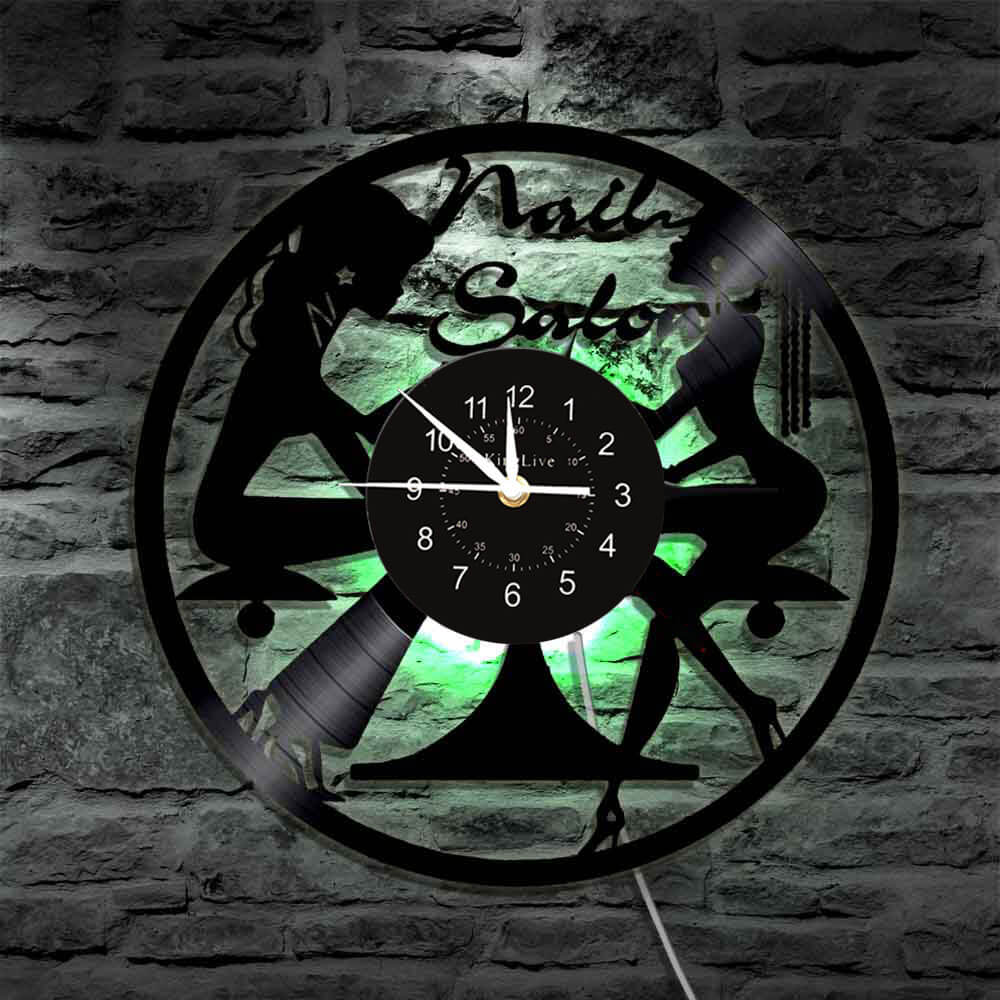 Nail Salon Beauty Led Vinyl Record Clock