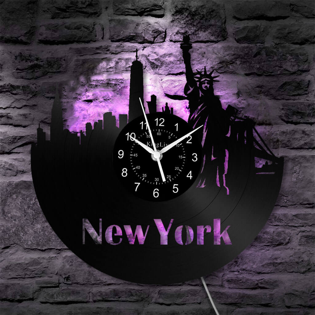 LED Vinyl Wall Clock | New York | 0205WPBN
