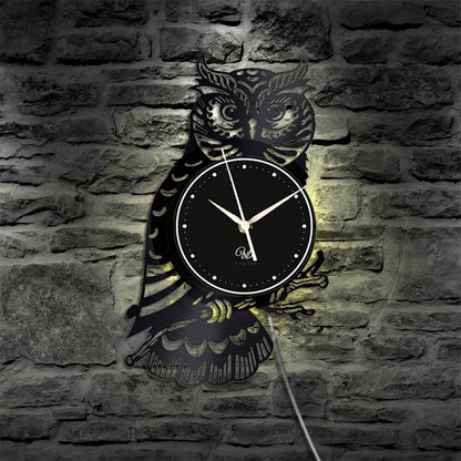 Owl Led Vinyl Record Wall Clock