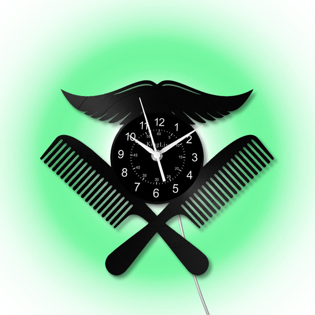 LED Vinyl Wall Clock | Barbershop | 12'' | 0227WPB