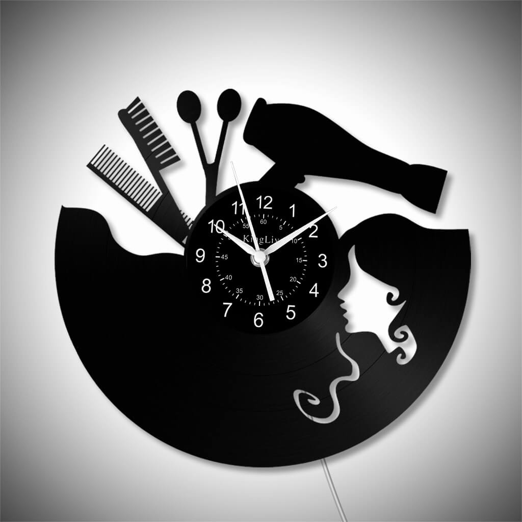 LED Vinyl Wall Clock | Barber Shop | 12'' | 0160WPB