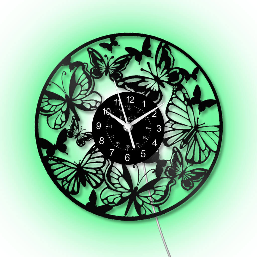 LED Vinyl Wall Clock | Butterfly | 12'' | 0176WPB