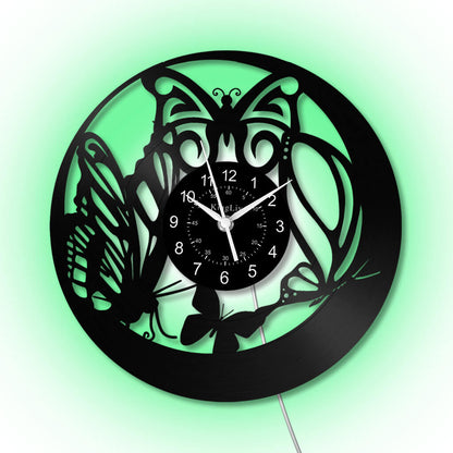 LED Vinyl Wall Clock | Butterfly | 12'' | 0249WPB