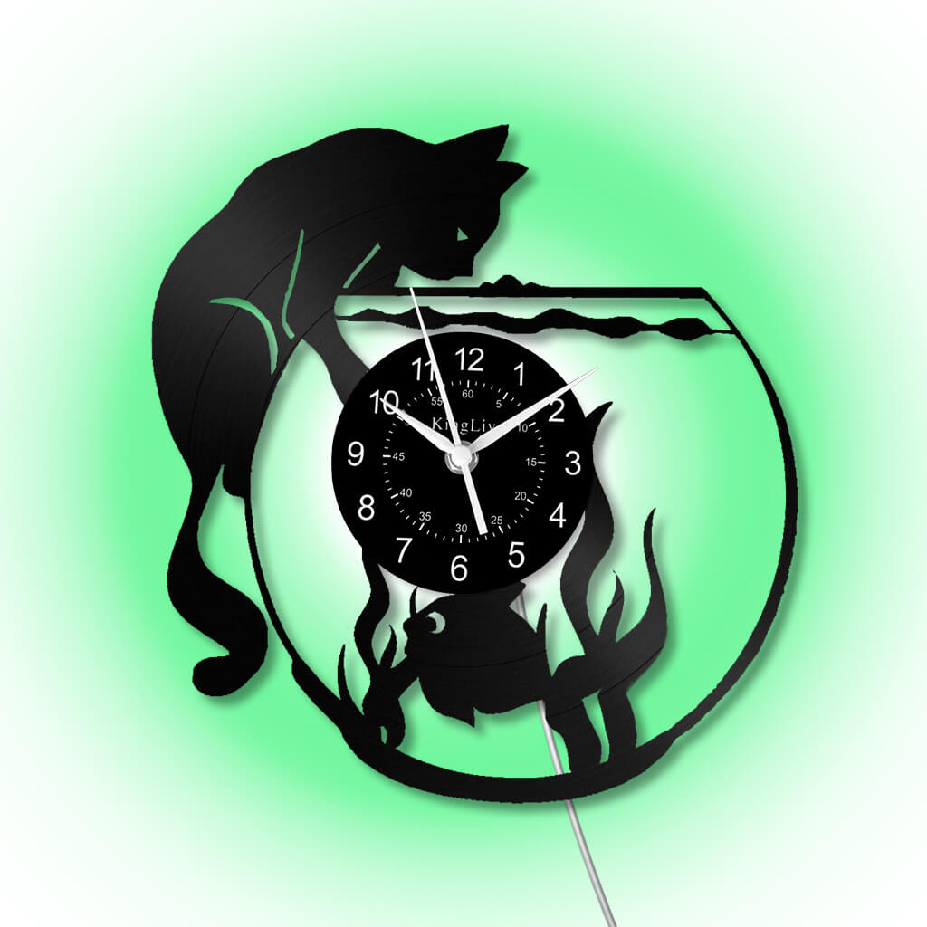 LED Vinyl Wall Clock | Cat Fish | 0113WPB