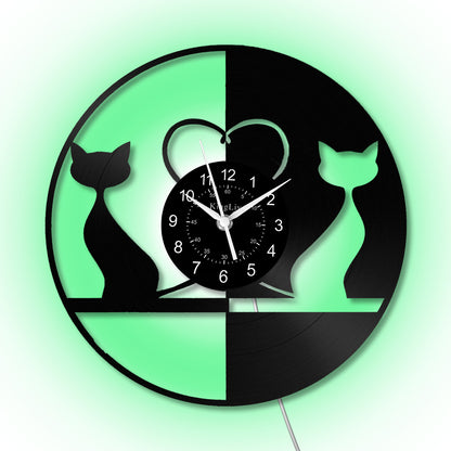 LED Vinyl Wall Clock | Cat | 12'' | 0170WPB