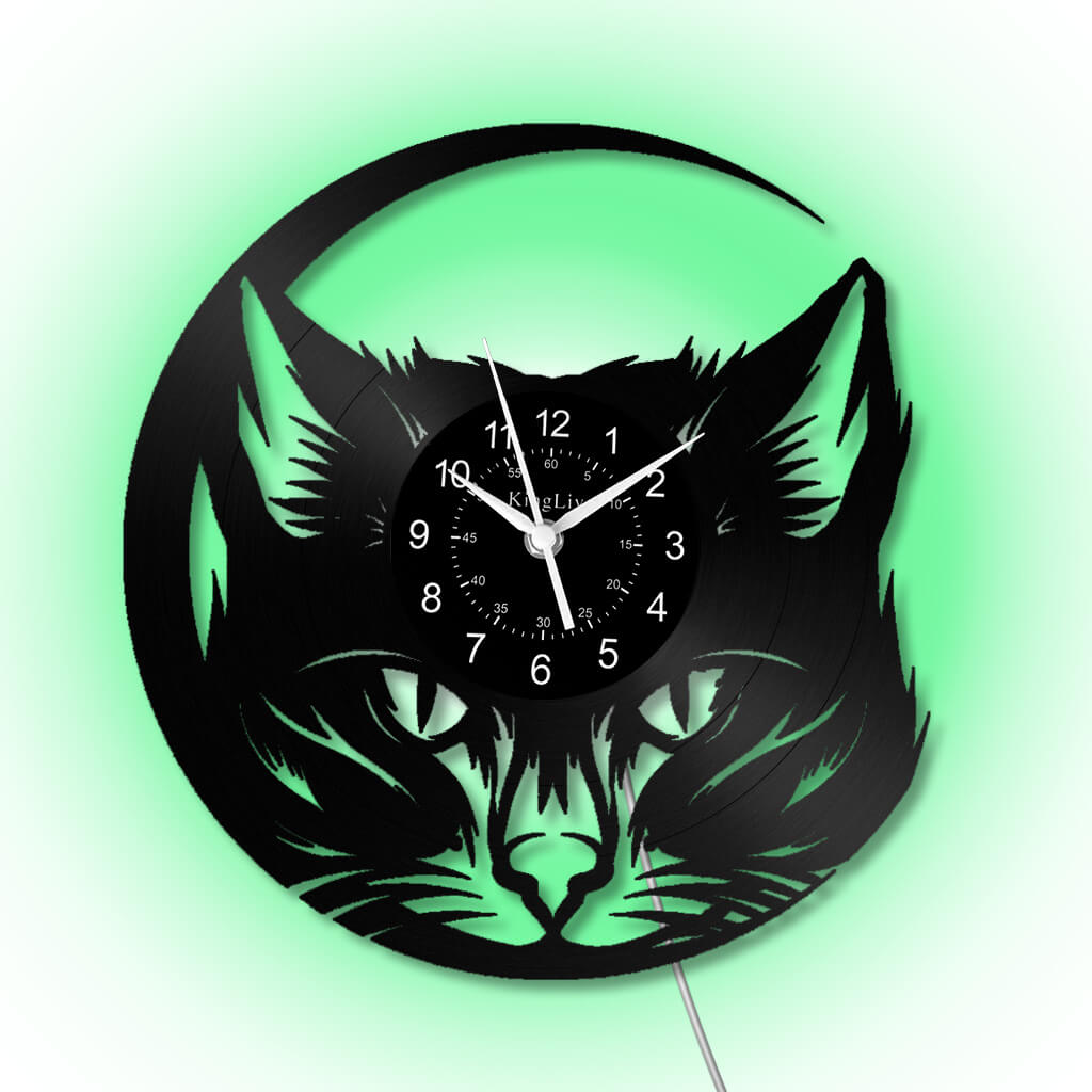 LED Vinyl Wall Clock | Cat | 12'' | 0138WPB