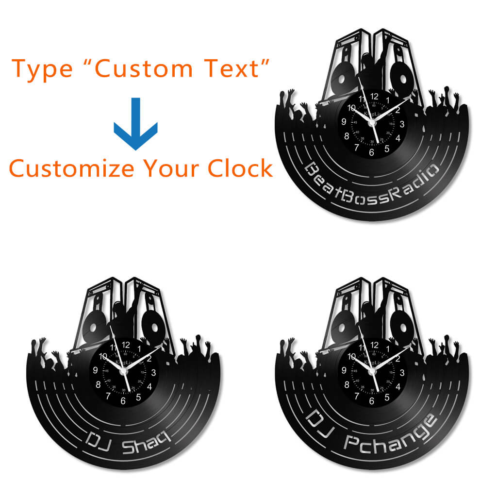 LED Vinyl Wall Clock | Custom DJ Name | 12''