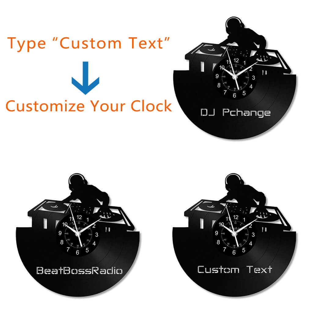 LED Vinyl Wall Clock | Custom DJ Name | 12''