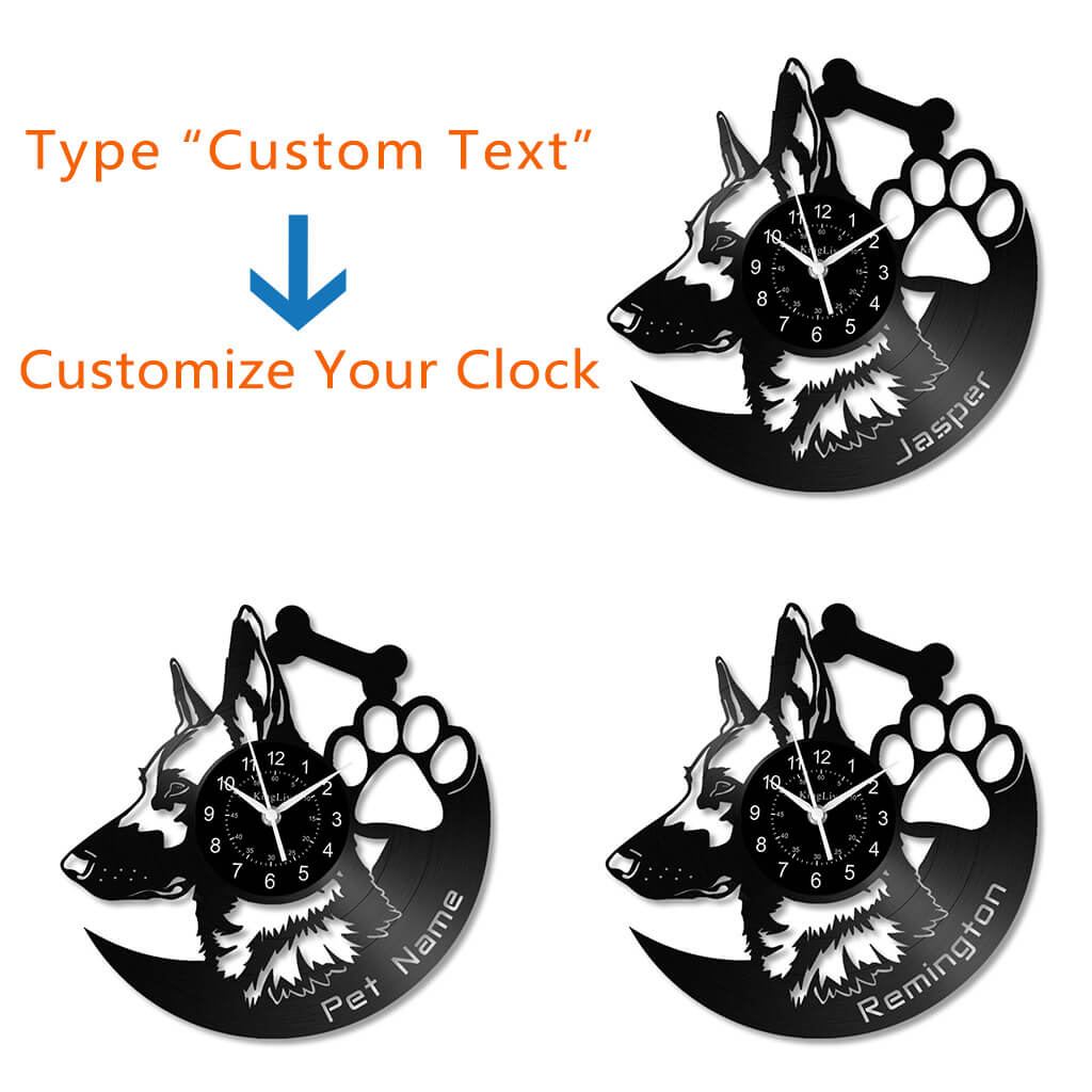 LED Vinyl Wall Clock | Custom German Shepherd Dog | 12'' | 0256WPB