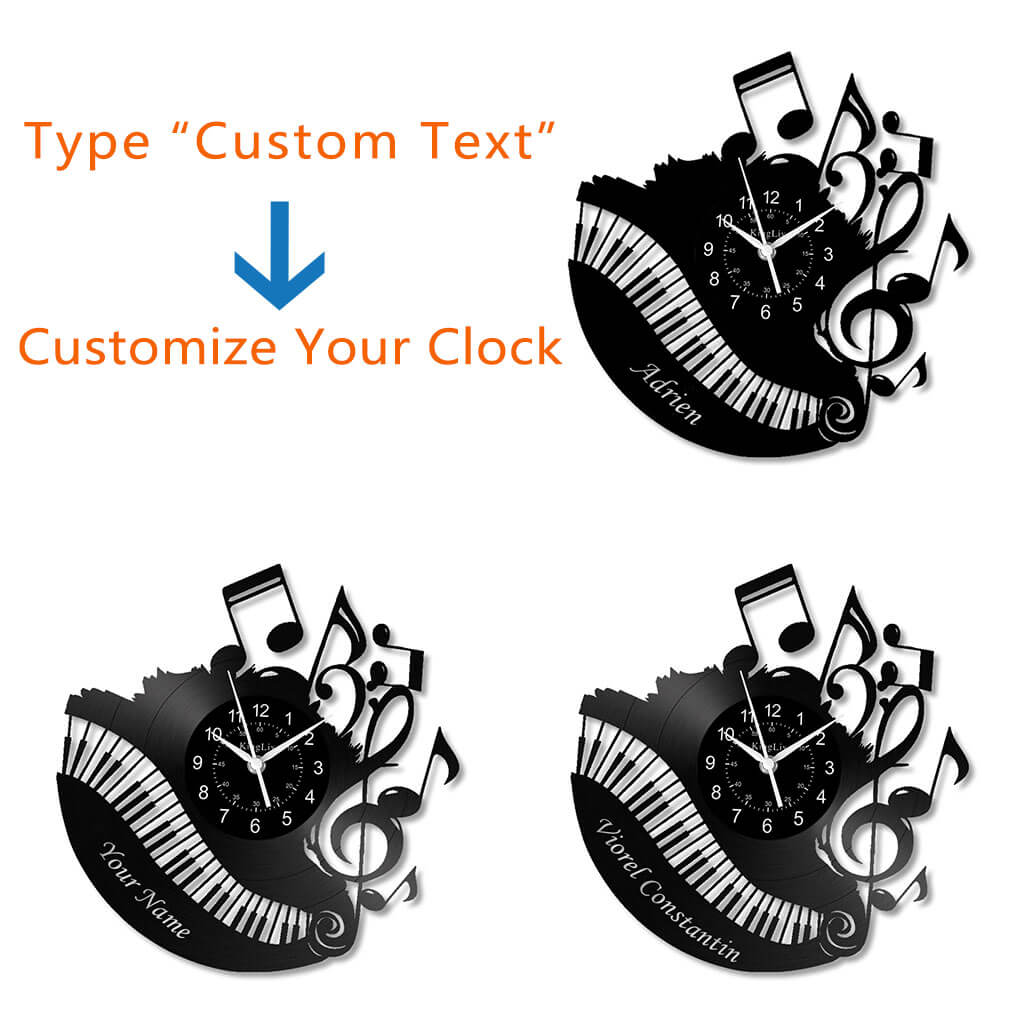 LED Vinyl Wall Clock | Music Piano | 0137WPBN