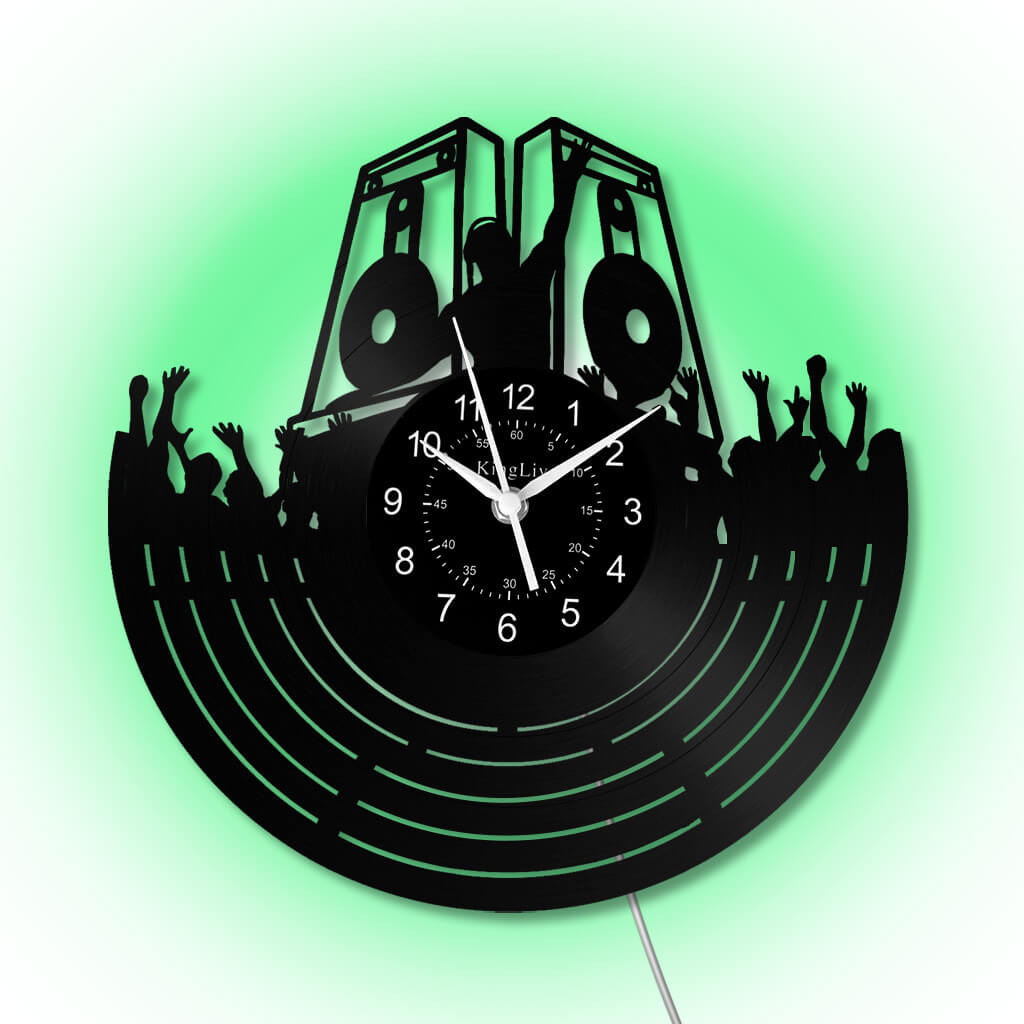 LED Vinyl Wall Clock | Custom DJ Name | 12'' | 0243WPB