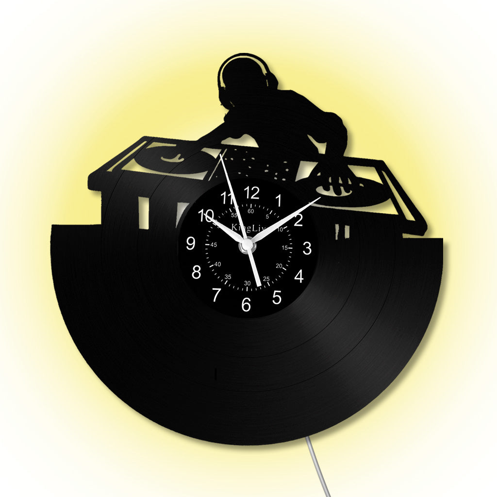 LED Vinyl Wall Clock | Custom DJ Name | 12''