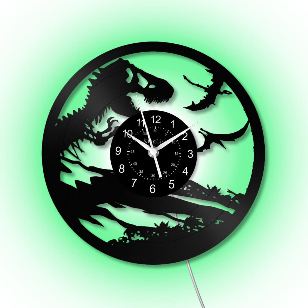 LED Vinyl Wall Clock | Dinosaur | 12'' | 0158WPB