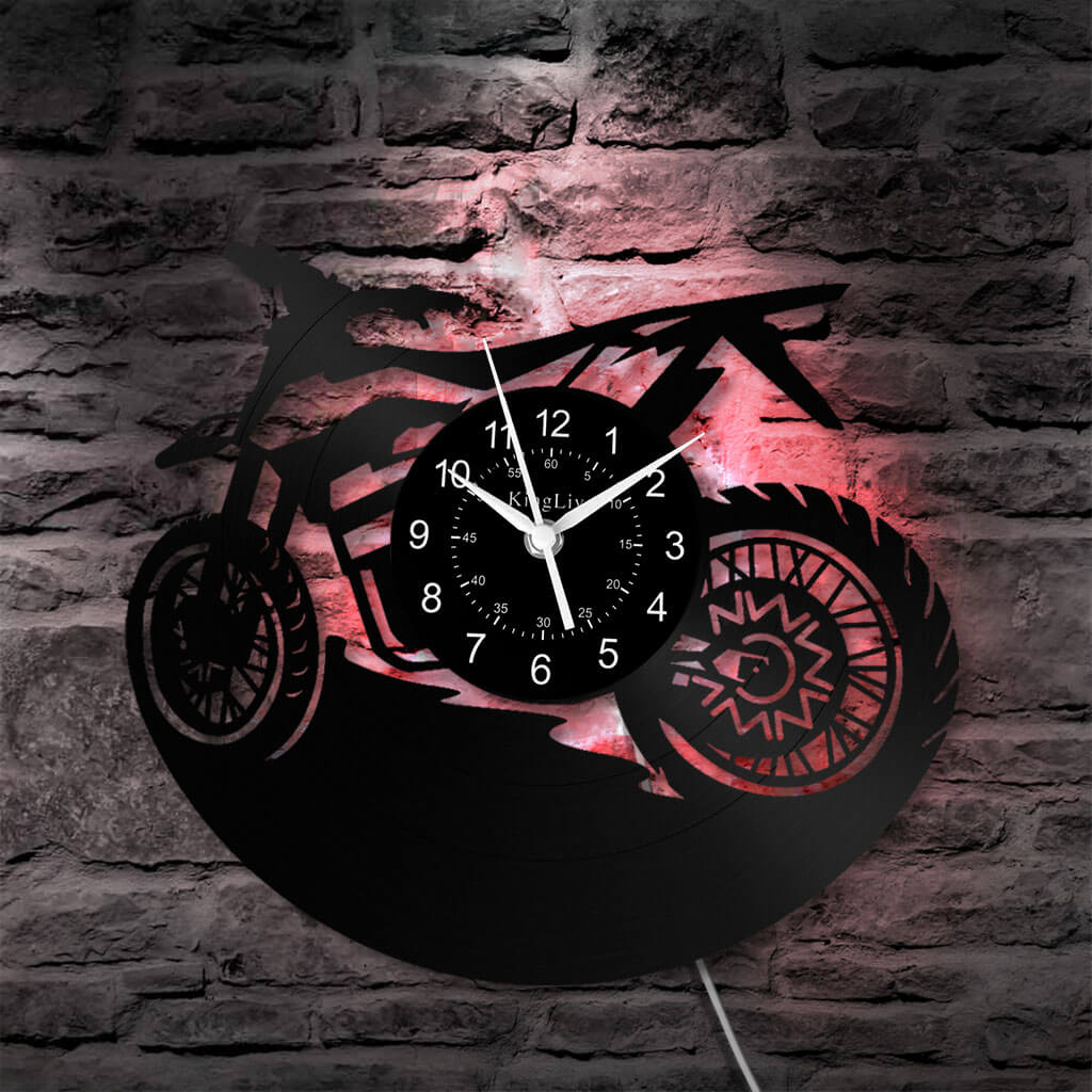 LED Vinyl Wall Clock | Custom Motorcycle | 12''