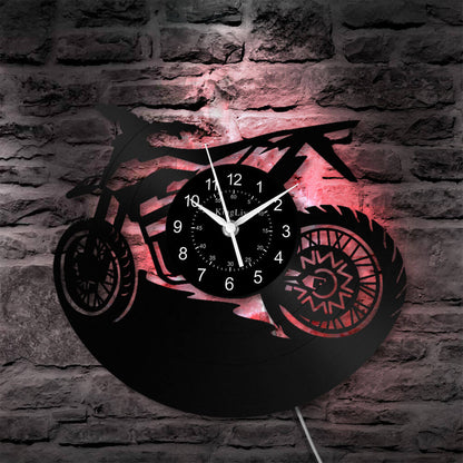 LED Vinyl Wall Clock | Custom Motorcycle | 12''