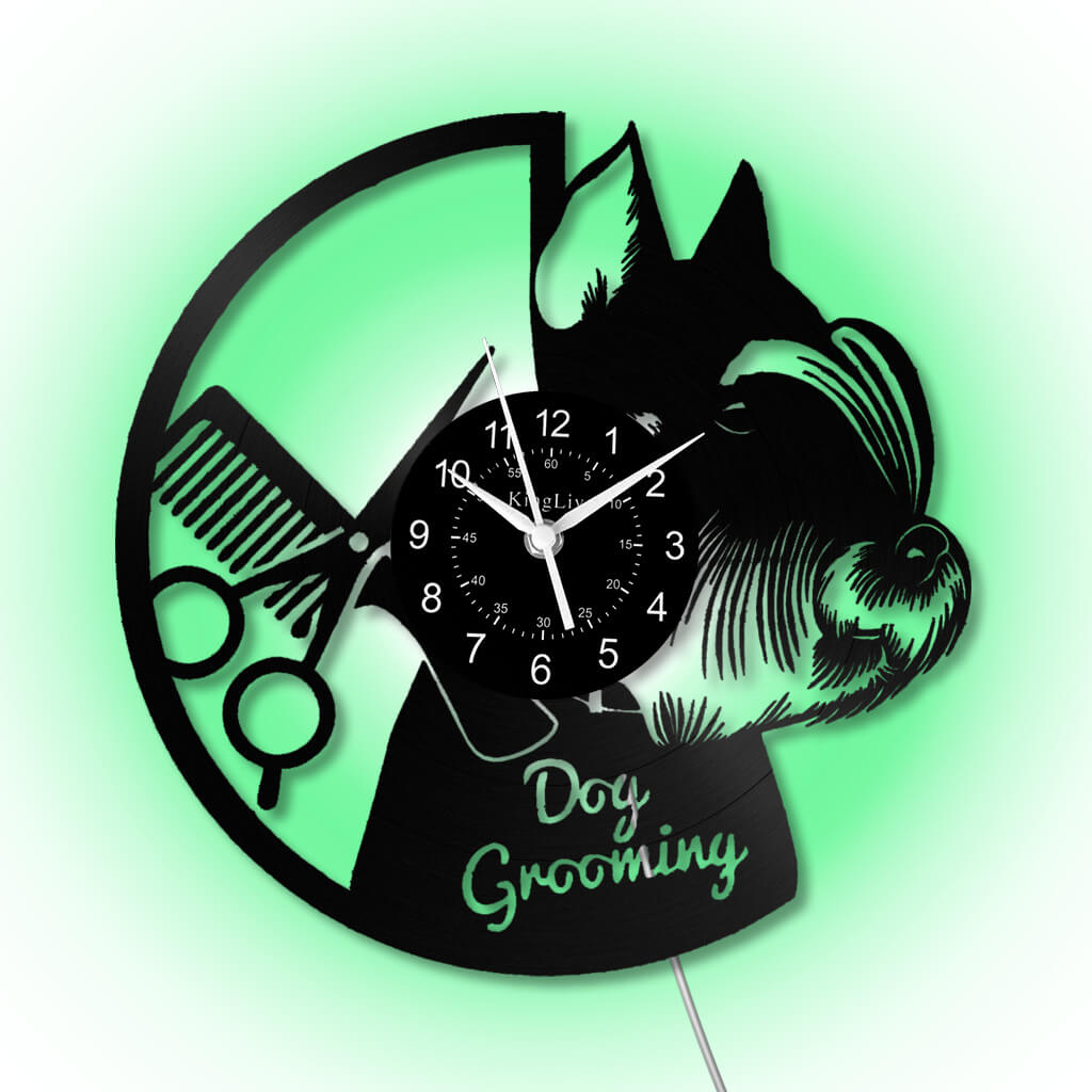 LED Vinyl Wall Clock | Dog Grooming | 12'' | 0177WPB
