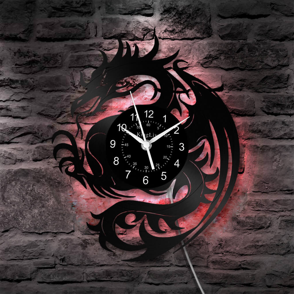 LED Vinyl Wall Clock | Dragon | 12''