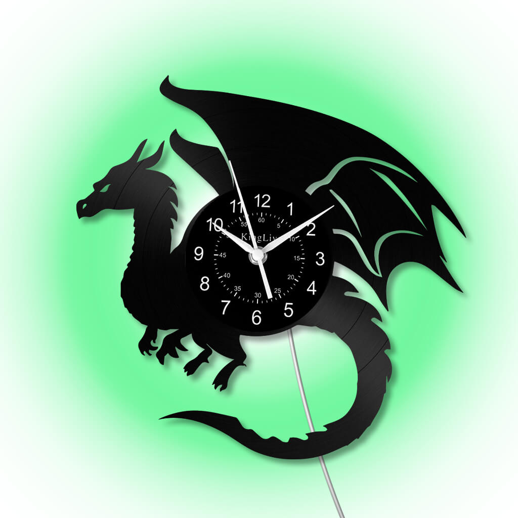 LED Vinyl Wall Clock | Dragon | 12'' | 0187WPB