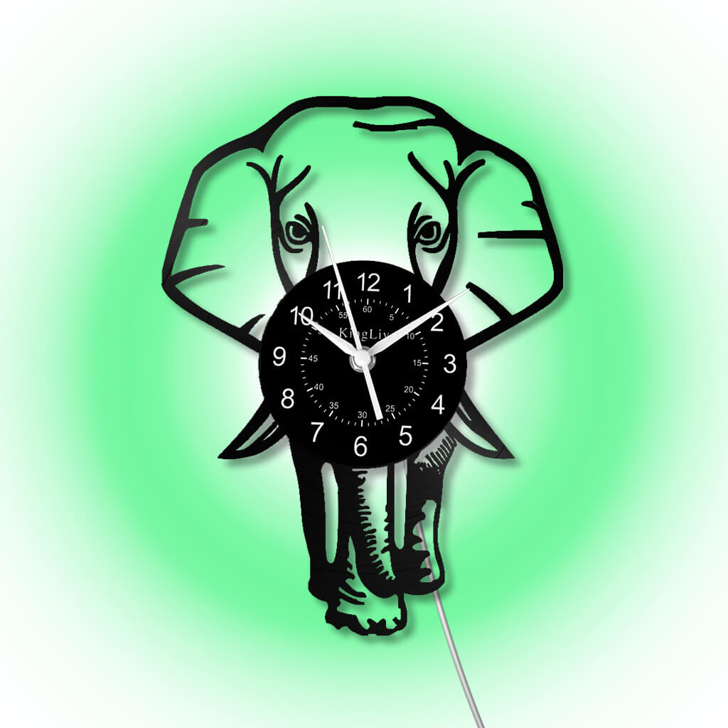 LED Vinyl Wall Clock | Elephant | 12'' | 0178WPB
