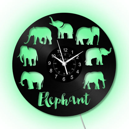 LED Vinyl Wall Clock | Elephant | 12''