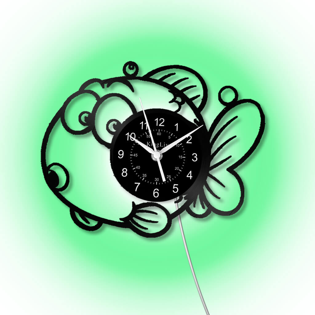 LED Vinyl Wall Clock | Fish | 12'' | 0190WPB
