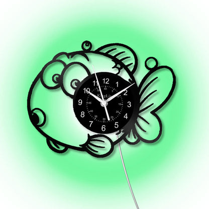 LED Vinyl Wall Clock | Fish | 12'' | 0190WPB