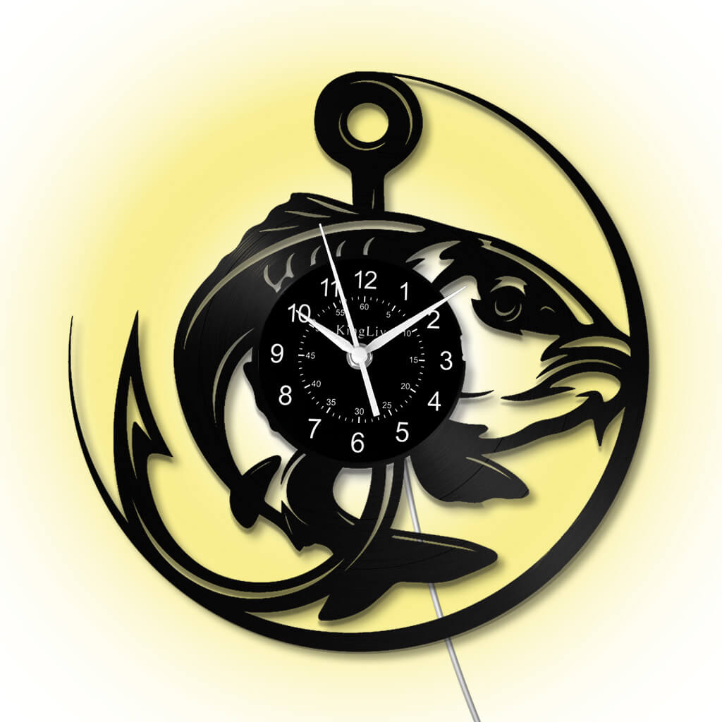 LED Vinyl Wall Clock | Fishing | 12'' | 0224WPB