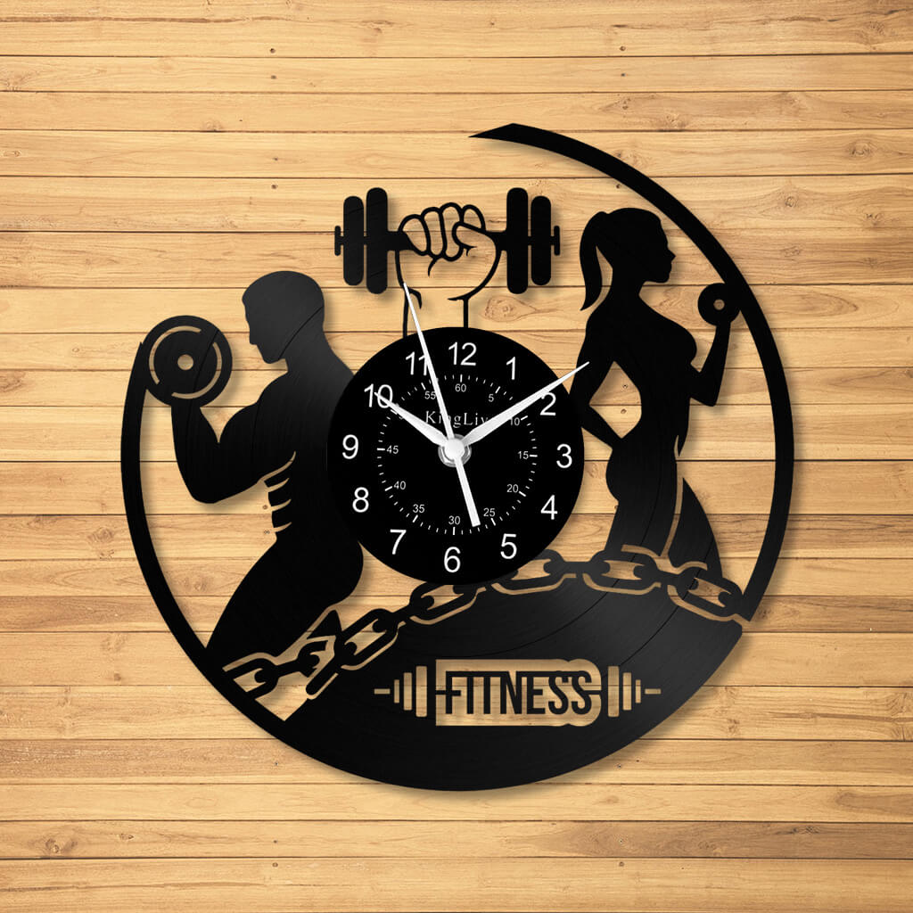 LED Vinyl Wall Clock | Fitness | 12'' | 0131WPB