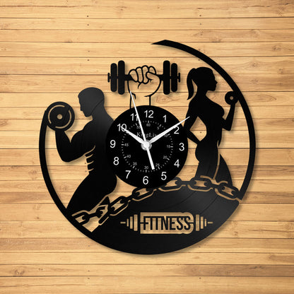 LED Vinyl Wall Clock | Fitness | 12'' | 0131WPB