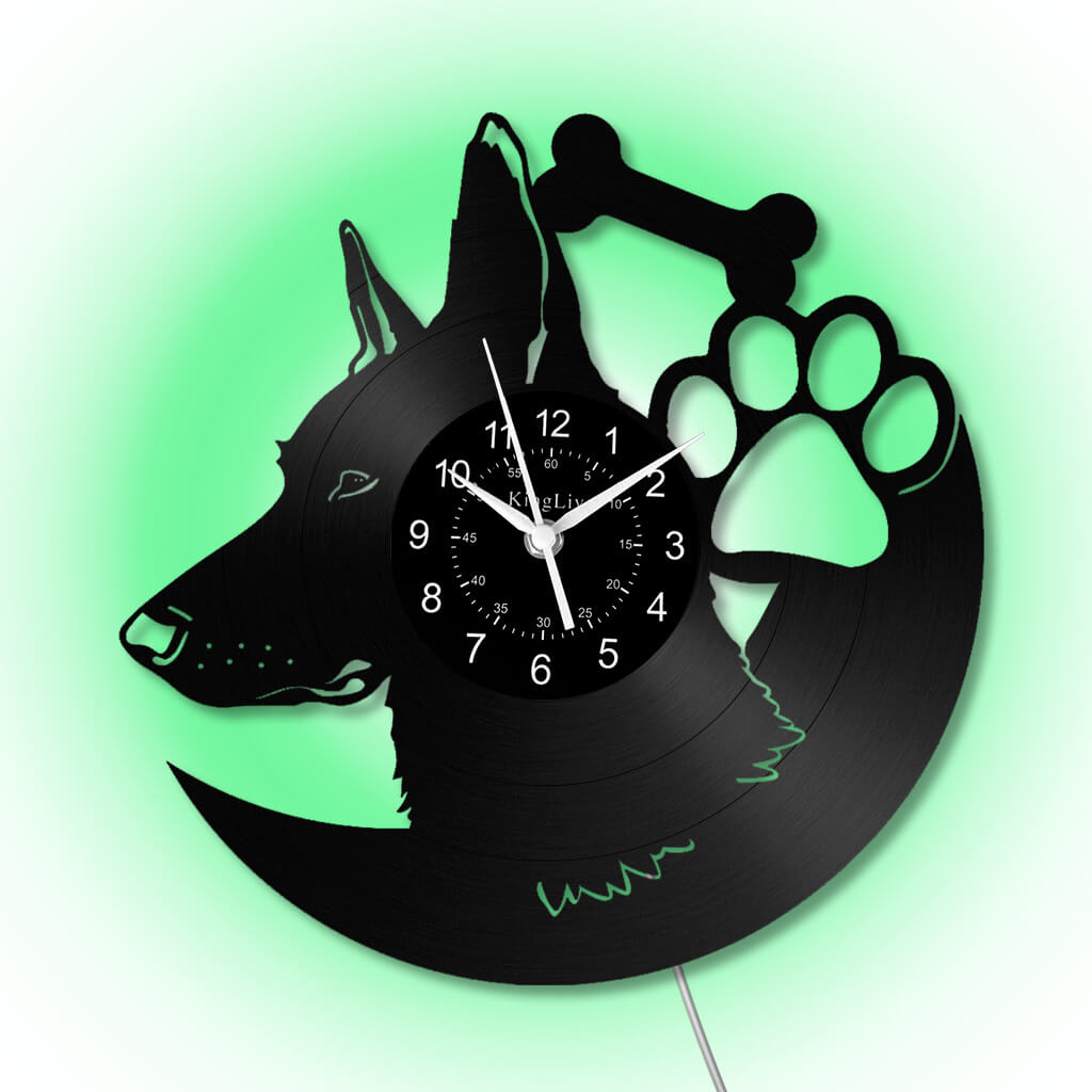 LED Vinyl Wall Clock | Custom German Shepherd Dog | 12'' | 0256WPB