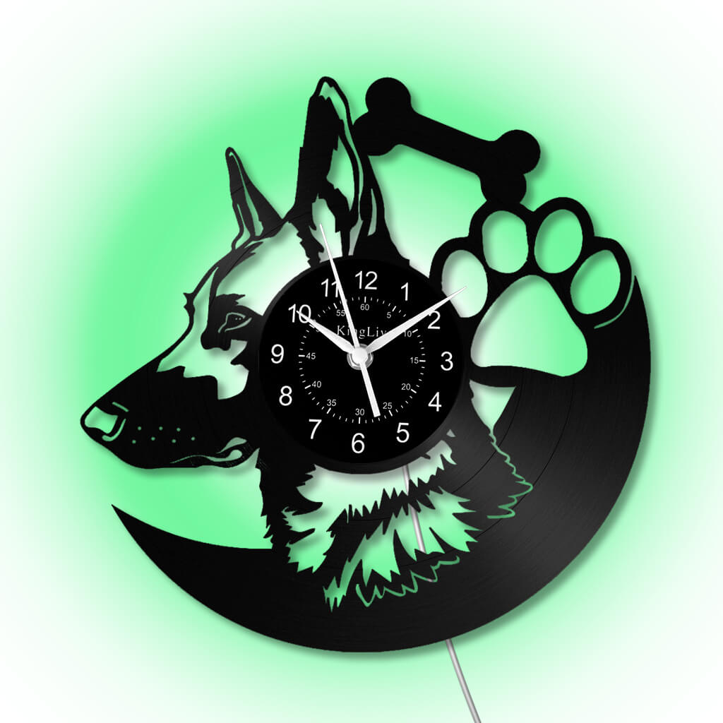 LED Vinyl Wall Clock | Custom German Shepherd Dog | 12'' | 0256WPB