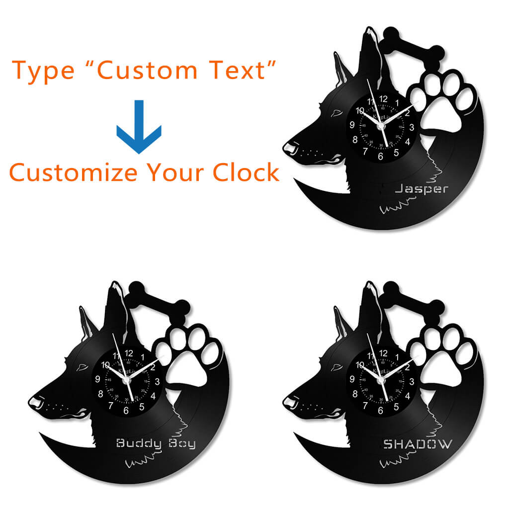 LED Vinyl Wall Clock | Custom German Shepherd Dog | 12'' | 0256WPB