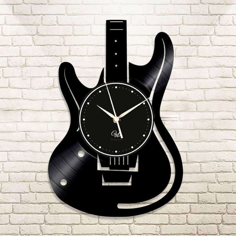 Guitar LED Vinyl Wall Clock Record Clock Wall Decor Art Black