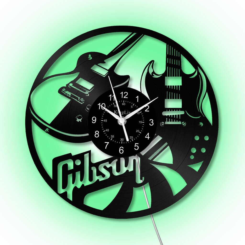 LED Vinyl Wall Clock | Guitar Music | 12''